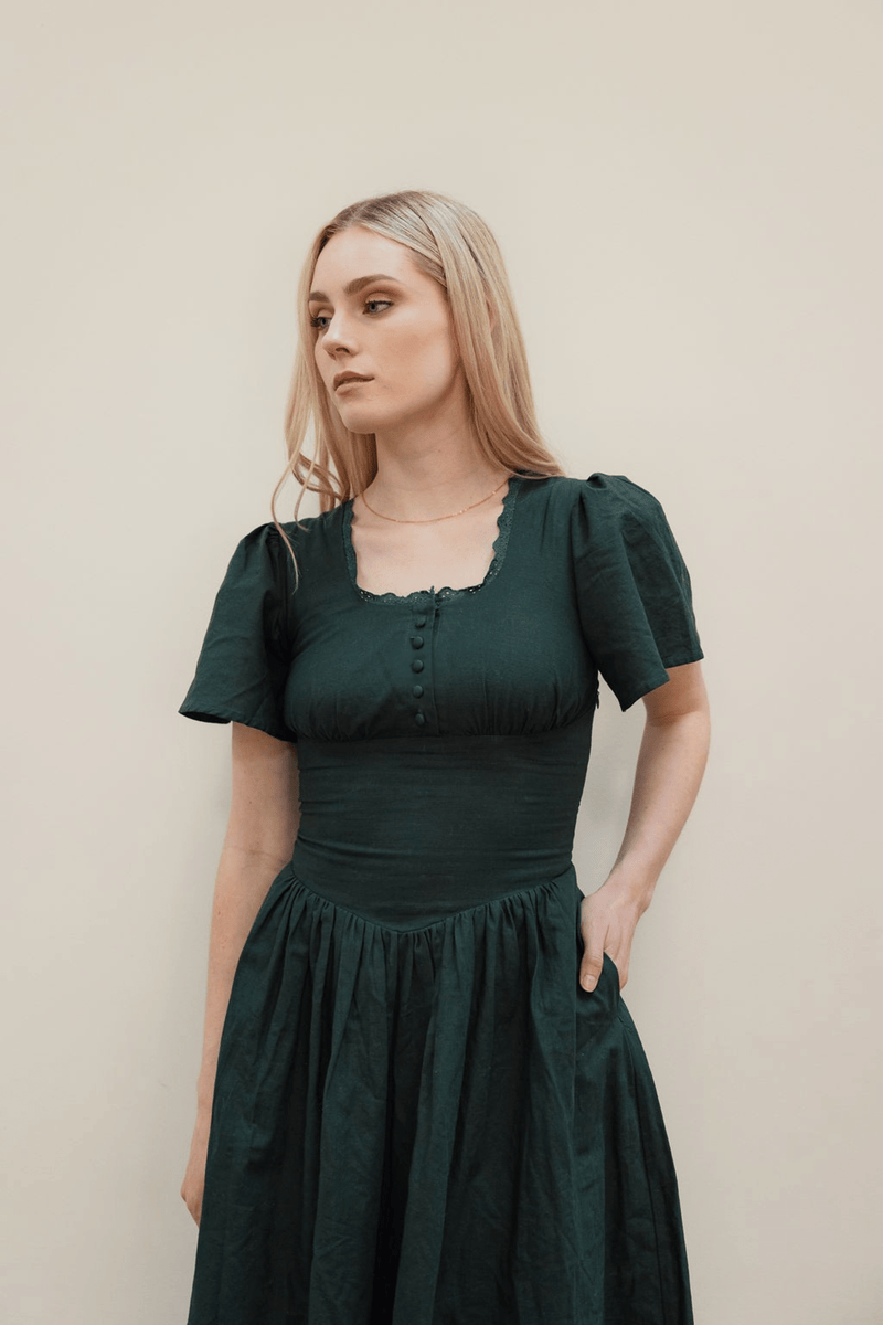 green cotton on dress Luxury Cotton Poplin Shirt Dress in Green – COL1972