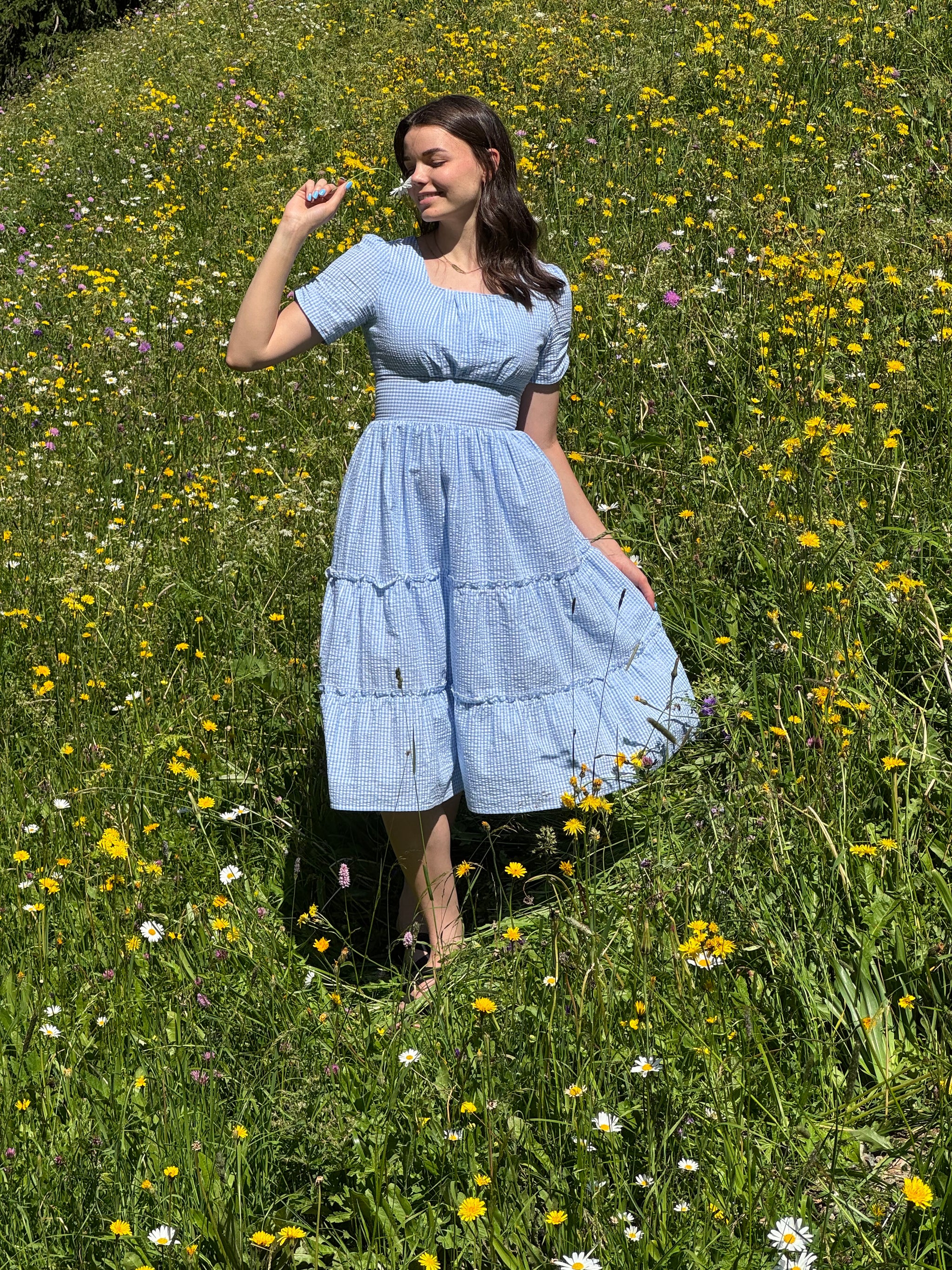 【M】Cinnamon Picnic Dress Picnic Dress in Orange Seersucker | Classic Girl