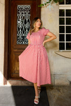 Espinela Dress in Cherry Gingham | Ribbed Red Midi-Dress