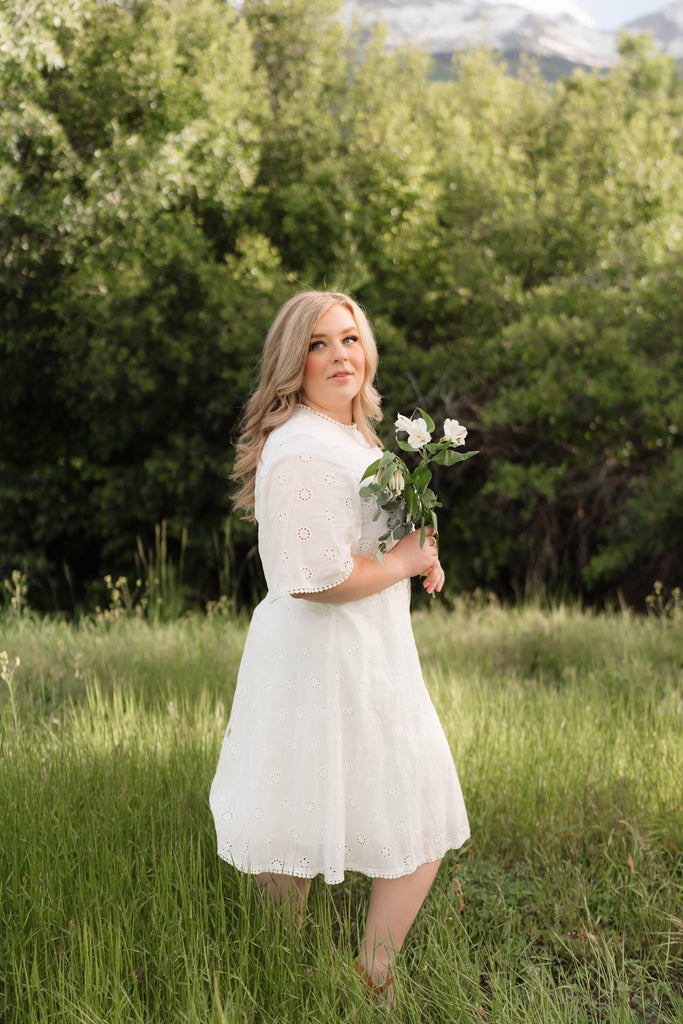 Blank Verse Dress | Cotton White Eyelet Dress - Poet Dresses