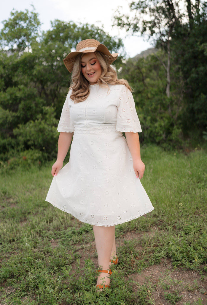 Blank Verse Dress | Cotton White Eyelet Dress - Poet Dresses