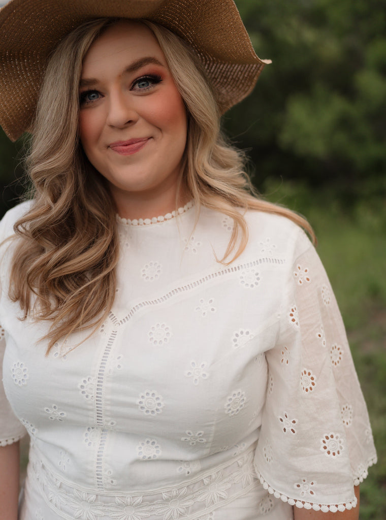 Blank Verse Dress | Cotton White Eyelet Dress - Poet Dresses