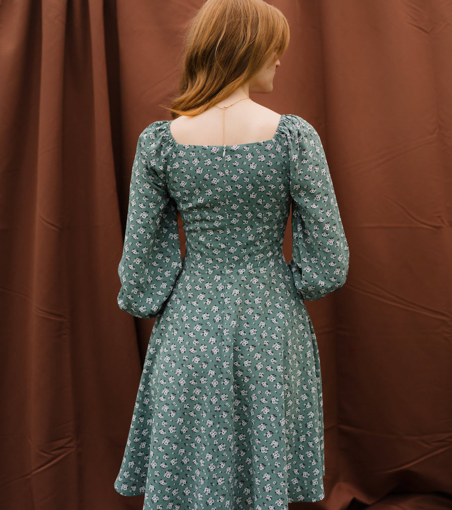 long sleeve square neck dress