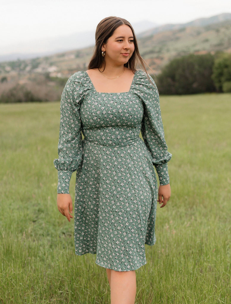 Rispetto Dress | Long Sleeve Square Neck Dress - Poet Dresses