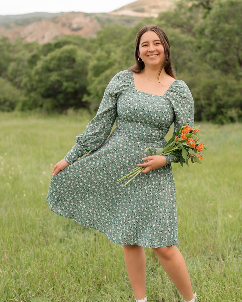 Rispetto Dress | Long Sleeve Square Neck Dress - Poet Dresses