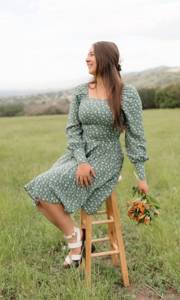 Rispetto Dress | Long Sleeve Square Neck Dress - Poet Dresses