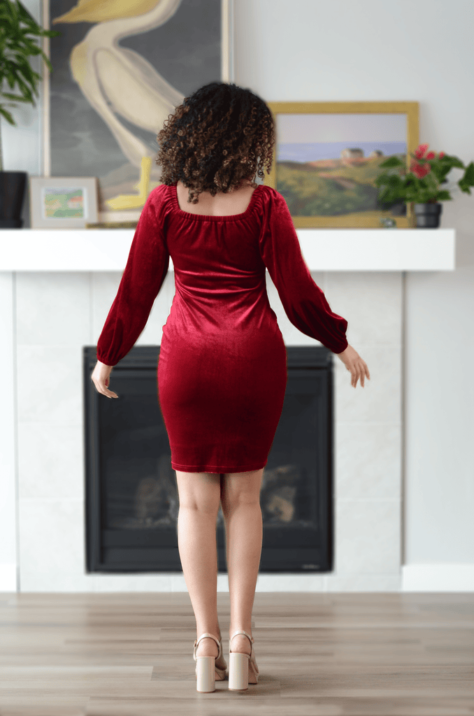Nonet Dress in Red Wine | Bishop Sleeves Dress - Poet Dresses