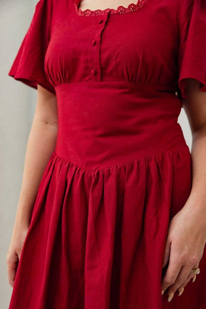 Red linen dress bodice