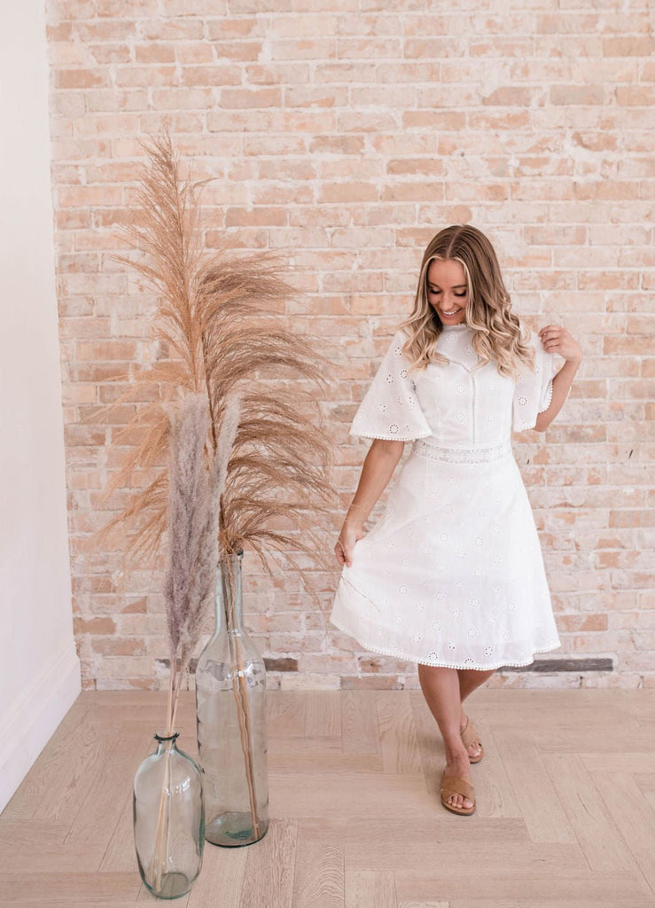 Blank Verse Dress | Cotton White Eyelet Dress - Poet Dresses