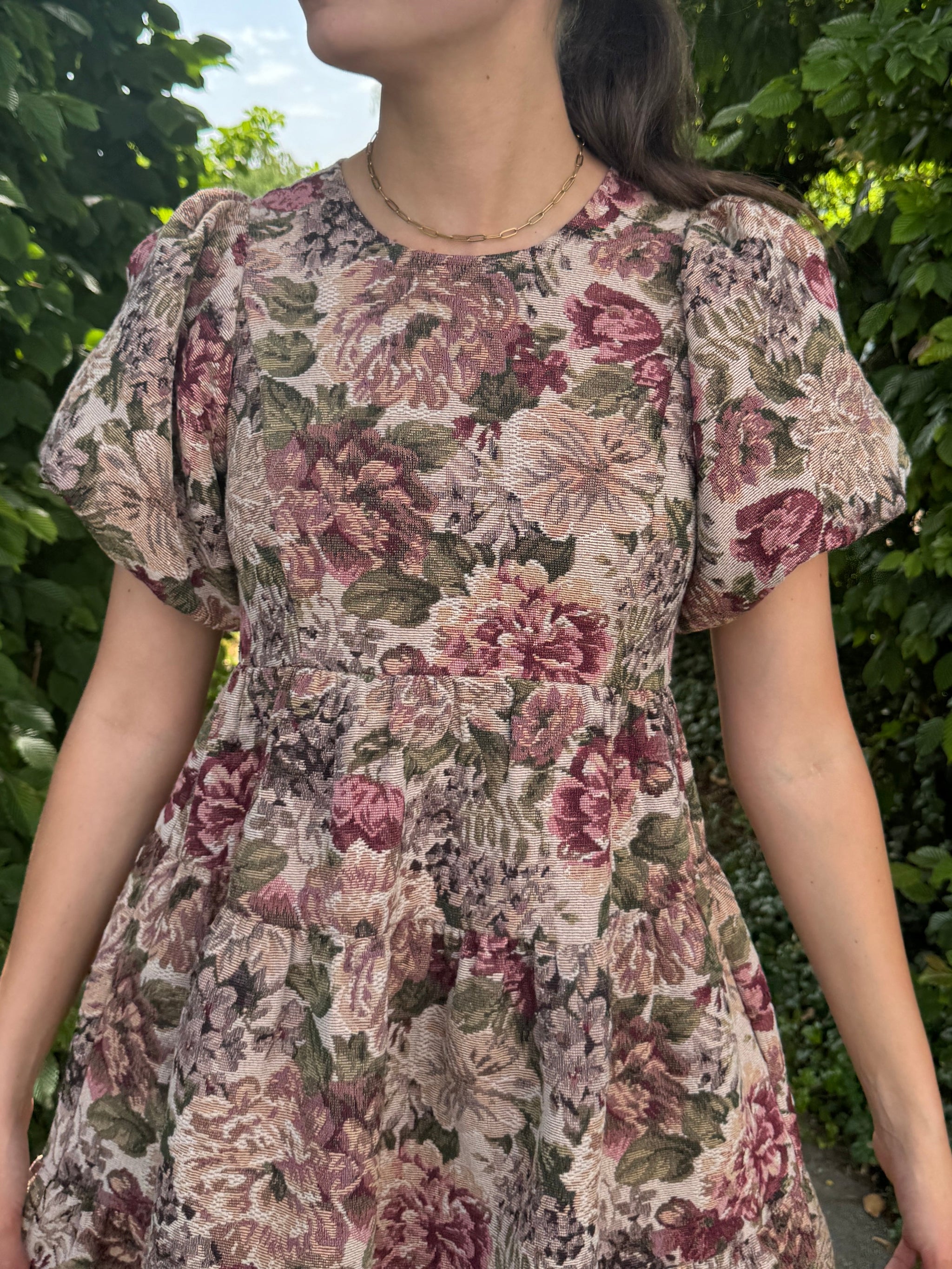 Folio Dress | Brown Floral Tapestry Dress Poet Dresses Folio Dress | Brown Floral Tapestry Dress Poet Dresses