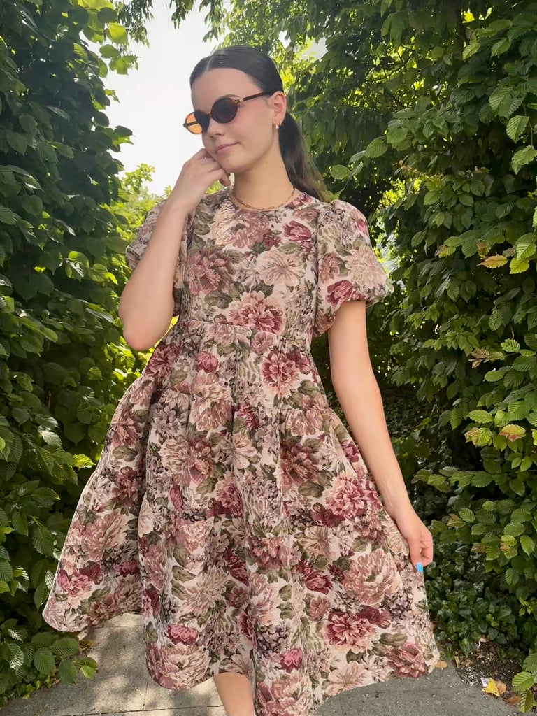 Folio Dress | Brown Floral Dress - Poet Dresses