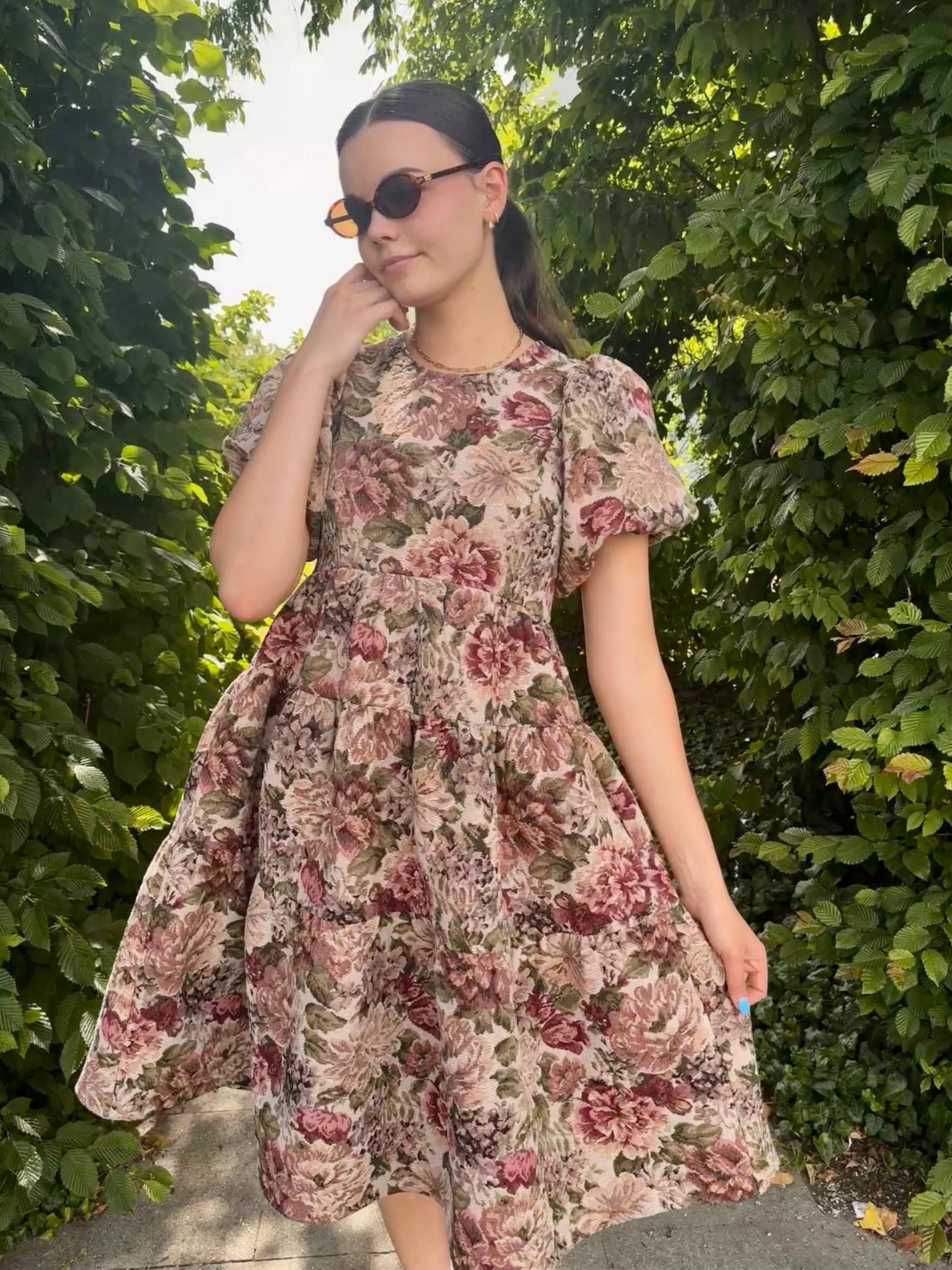 brown floral dresses Audrina Brown Floral Halter Maxi Dress - S Size - Women's Dresses