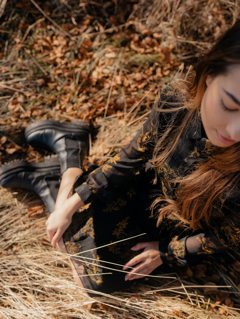 Haiku Dress | Black and Gold Dress - Poet Dresses