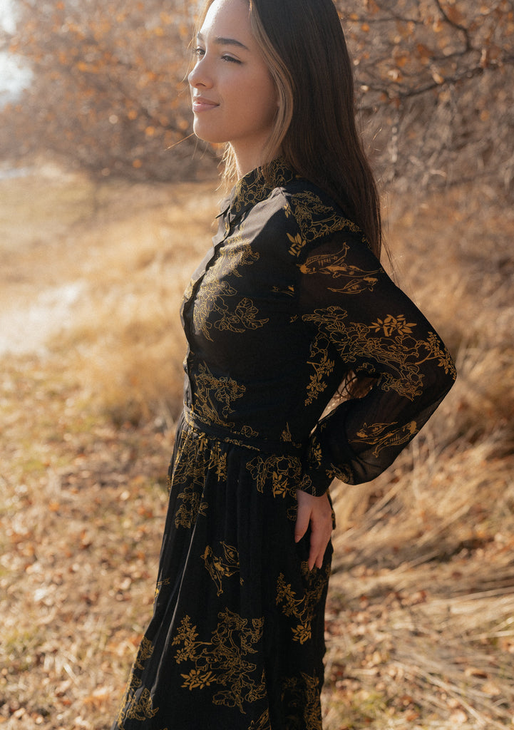 Haiku Dress | Black and Gold Dress - Poet Dresses