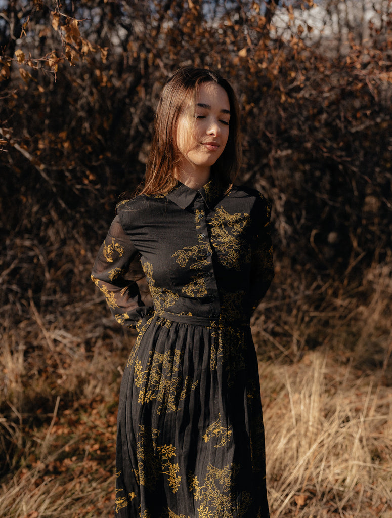 Haiku Dress | Black and Gold Dress - Poet Dresses
