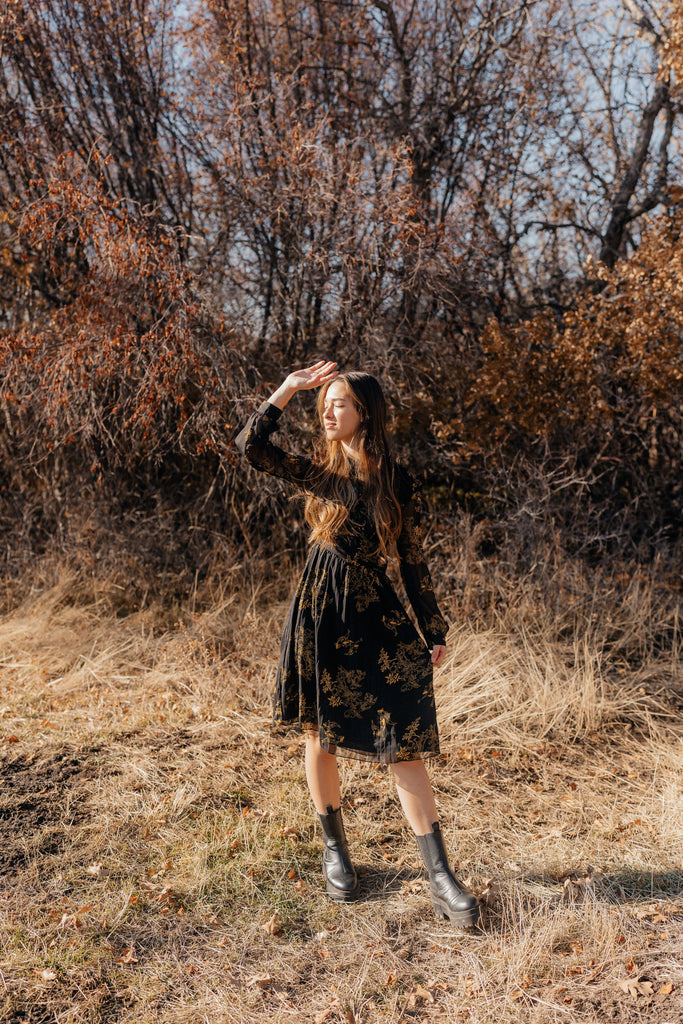 Haiku Dress | Black and Gold Dress - Poet Dresses