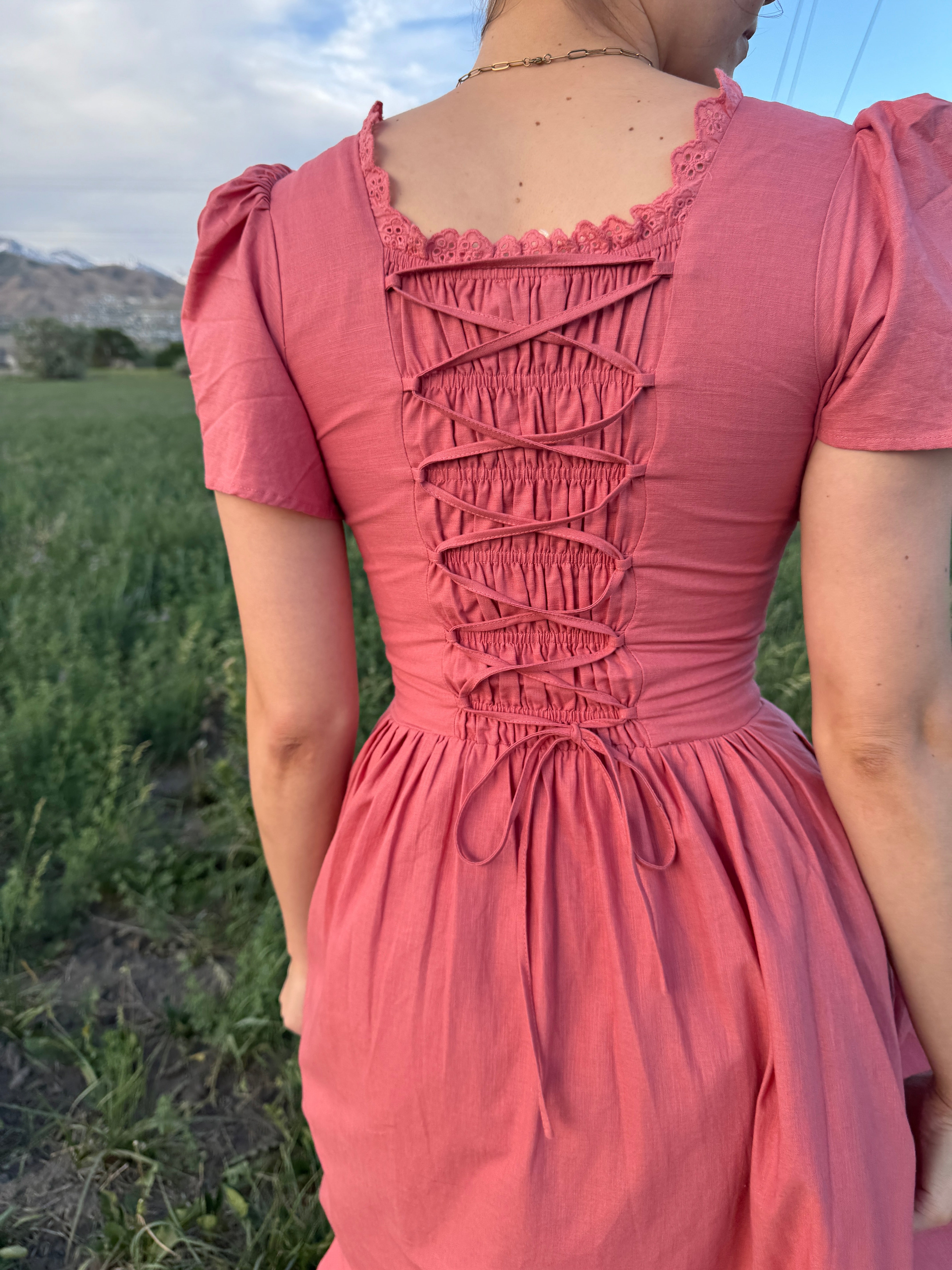 Pink Cotton-Linen Dress | Comfy, Flattering, and Shapely