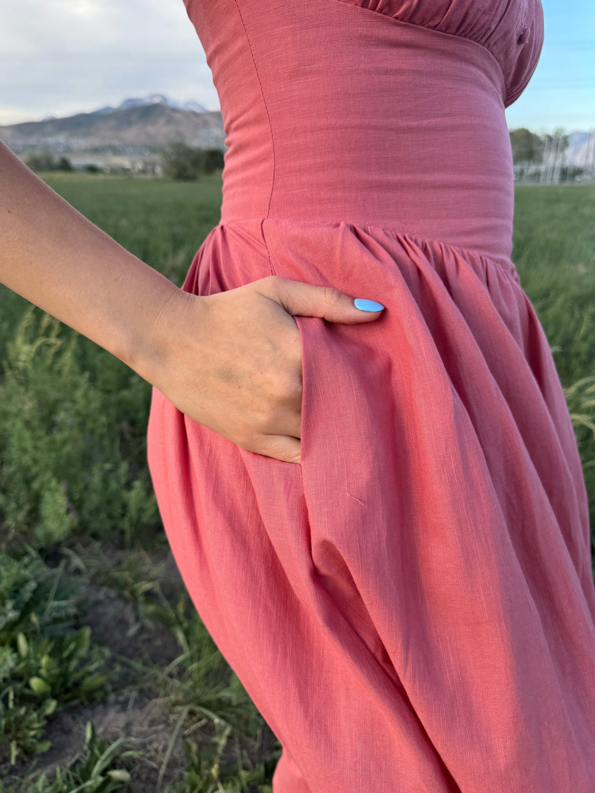 Pink Cotton-Linen Dress | Comfy, Flattering, and Shapely | Small-Business-Made M Pink Cotton-Linen Dress | Comfy, Flattering, and Shapely | Small-Business-Made M