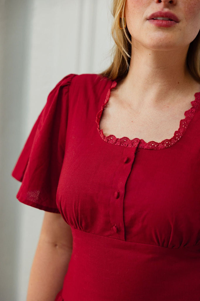 Hymn Dress in Cherry | Red Cotton Dress - Poet Dresses