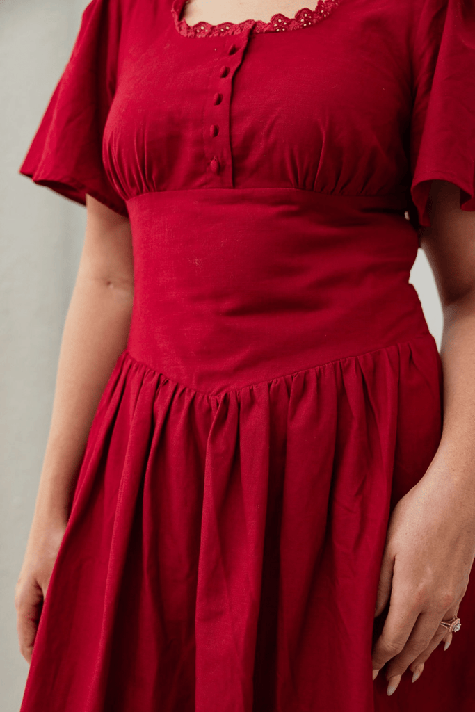 Hymn Dress in Cherry | Red Cotton Dress - Poet Dresses