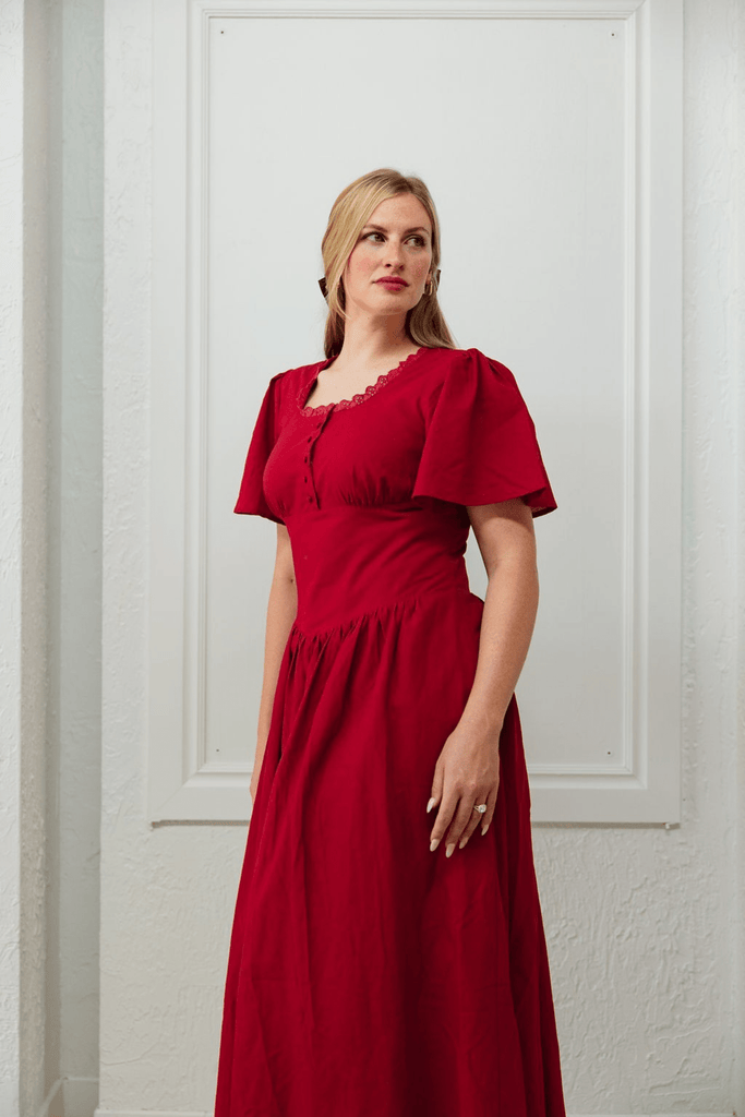 Hymn Dress in Cherry | Red Cotton Dress - Poet Dresses