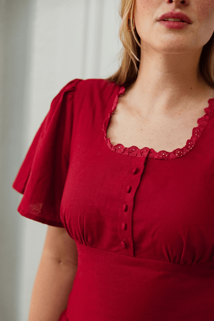 Hymn Dress in Cherry | Red Cotton Dress - Poet Dresses