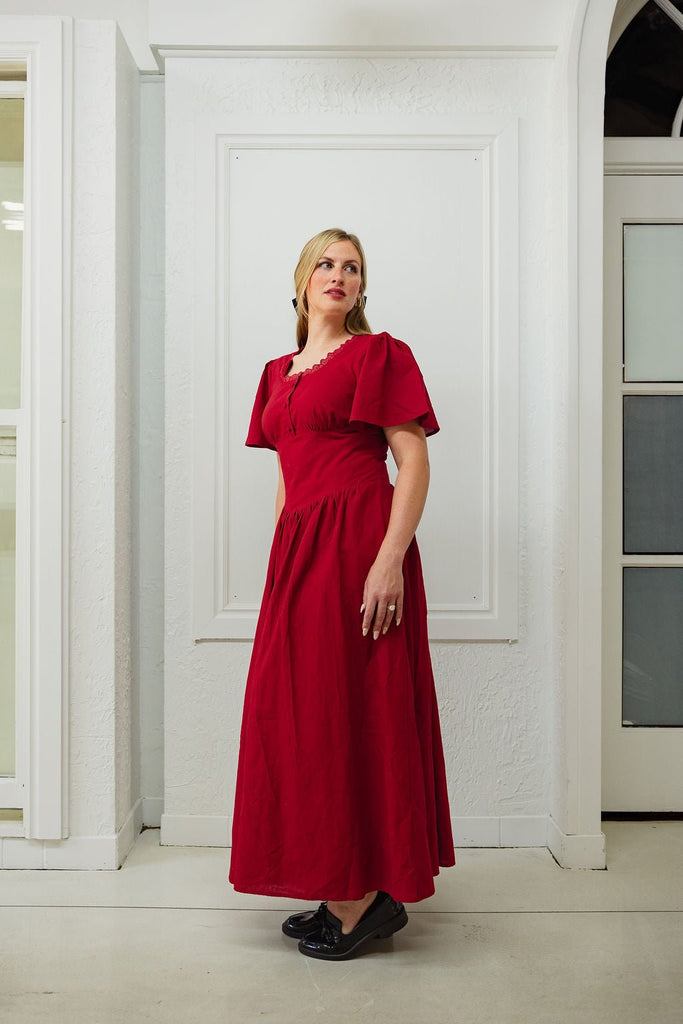 Hymn Dress in Cherry | Red Cotton Dress - Poet Dresses