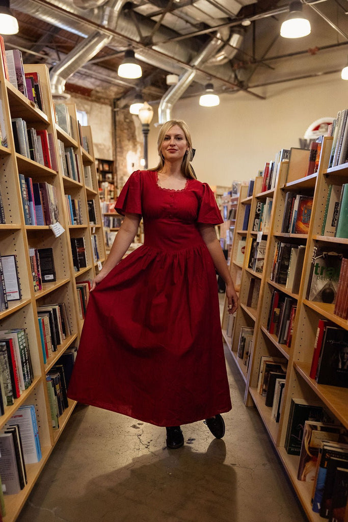 Hymn Dress in Cherry | Red Cotton Dress - Poet Dresses