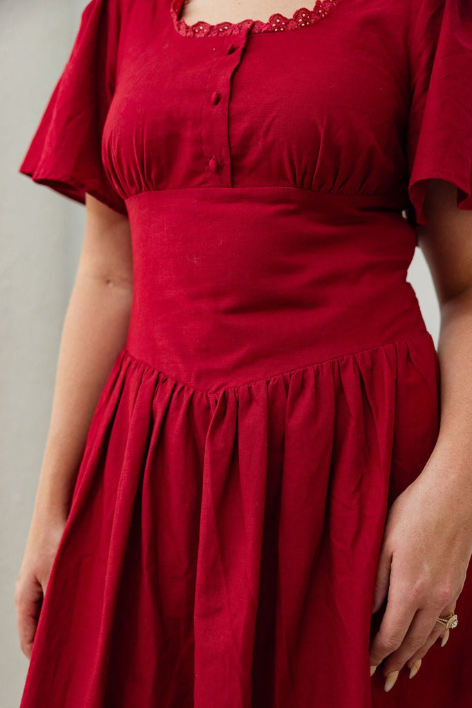 Hymn Dress in Cherry | Red Cotton Dress - Poet Dresses