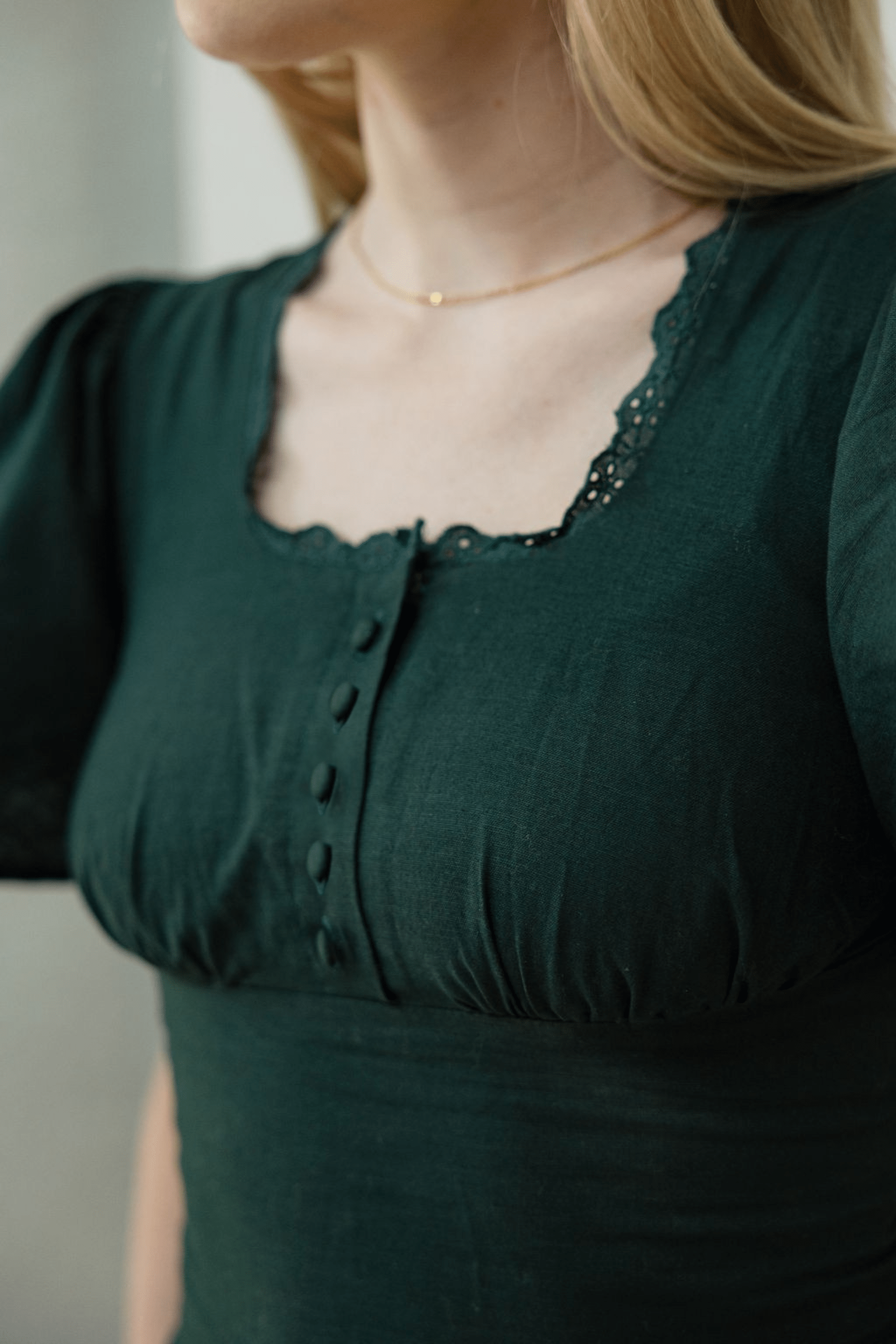 Green Cotton-Linen Dress | Comfy, Flattering, and Shapely