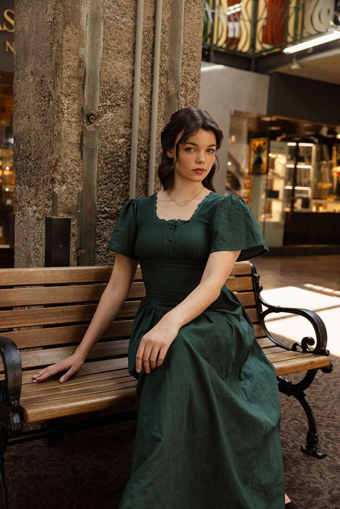 Hymn Dress in Forest | Green Cotton Dress - Poet Dresses