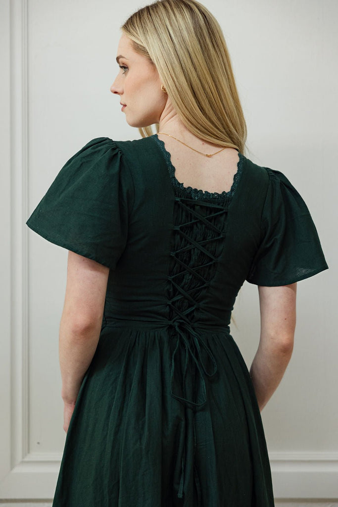 Hymn Dress in Forest | Green Cotton Dress - Poet Dresses