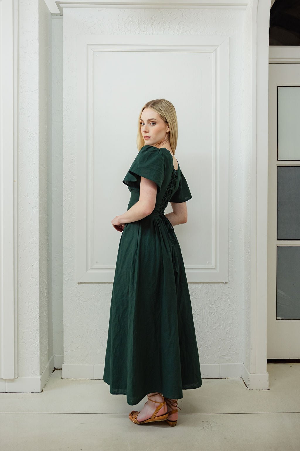 green emerald velvet dress Green Cotton-Linen Dress | Comfy, Flattering, and Shapely