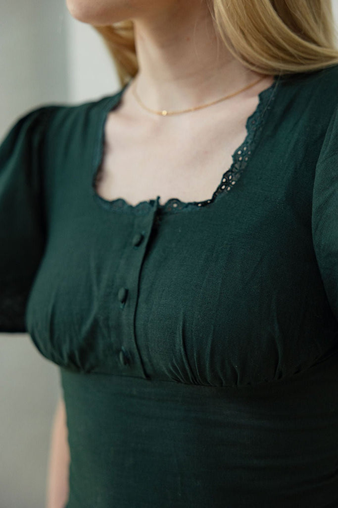 Hymn Dress in Forest | Green Cotton Dress - Poet Dresses