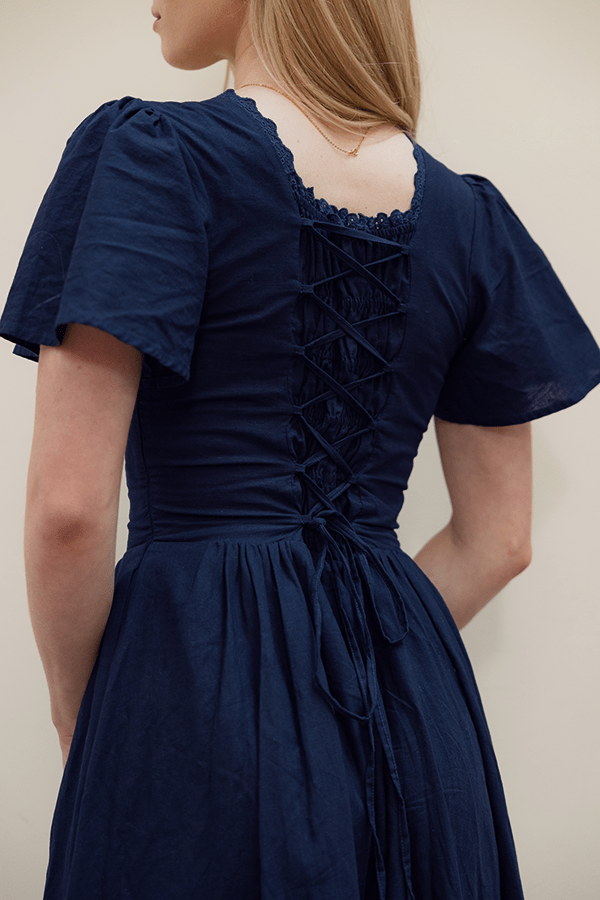 blue dress for baby girl Indigo Blue Interesting Back Hand Block Cotton Dress – Hatheli
