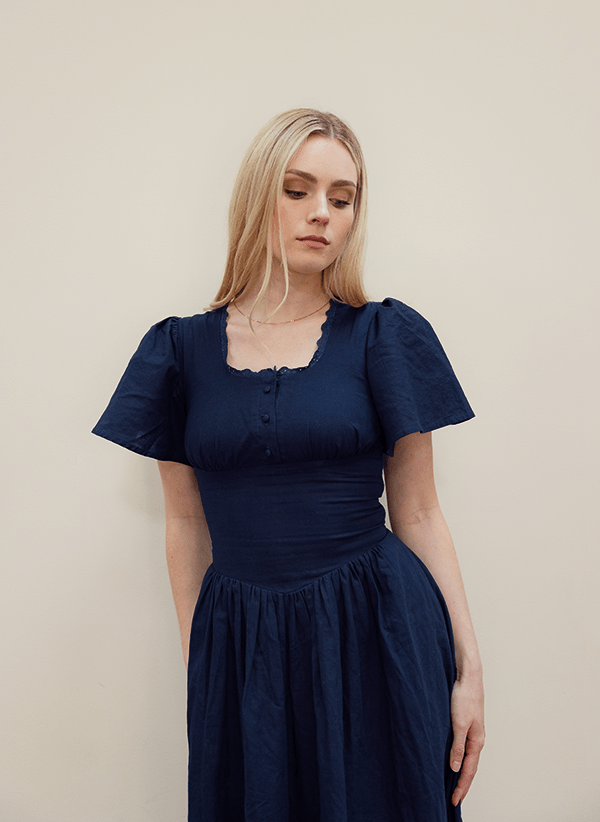 Hymn Dress in Midnight | Navy Cotton Dress - Poet Dresses