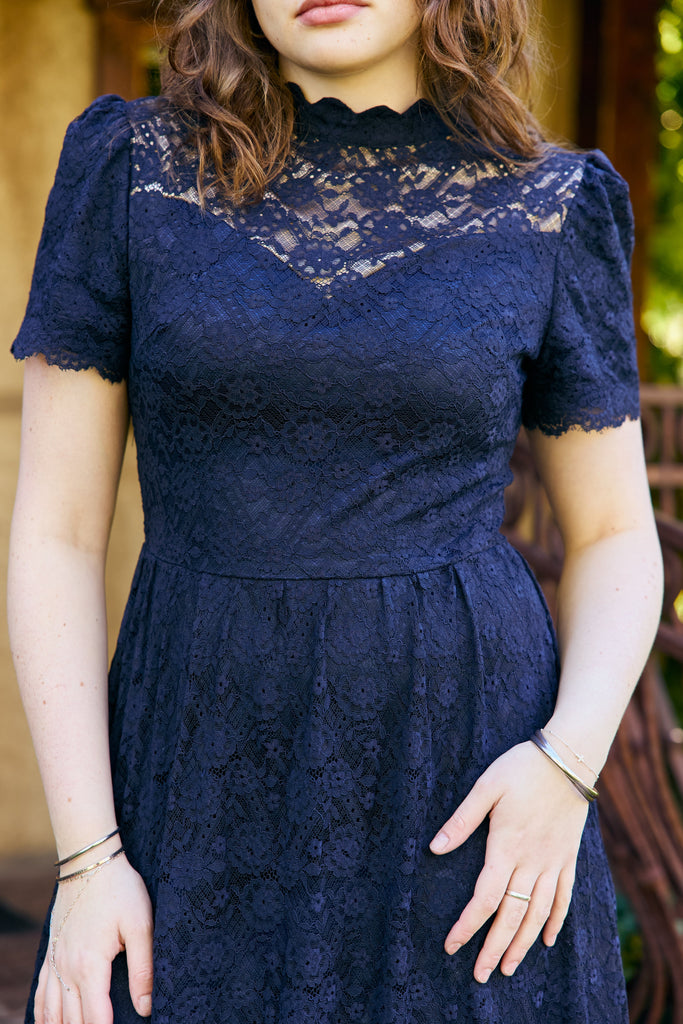 Monody Dress in Midnight | Navy Lace Maxi Dress - Poet Dresses