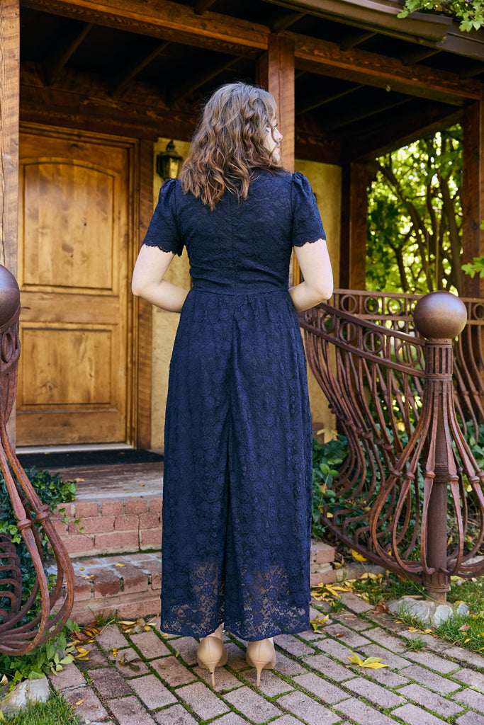 Monody Dress in Midnight | Navy Lace Maxi Dress - Poet Dresses