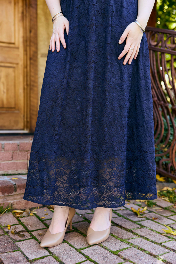 Monody Dress in Midnight | Navy Lace Maxi Dress - Poet Dresses