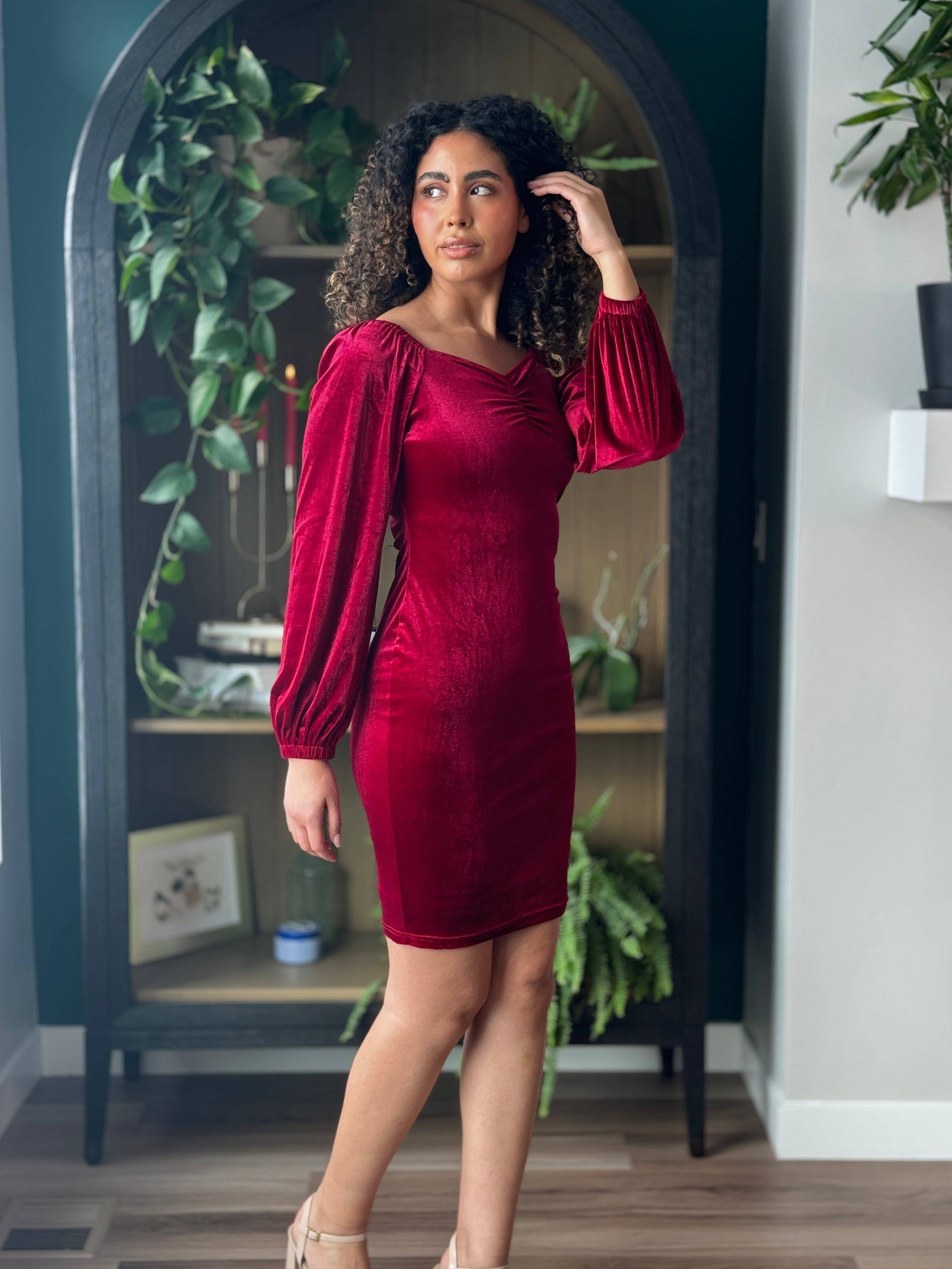 Nonet Dress in Red Wine | Bishop Sleeves Dress Poet Dresses Nonet Dress in Red Wine | Bishop Sleeves Dress Poet Dresses