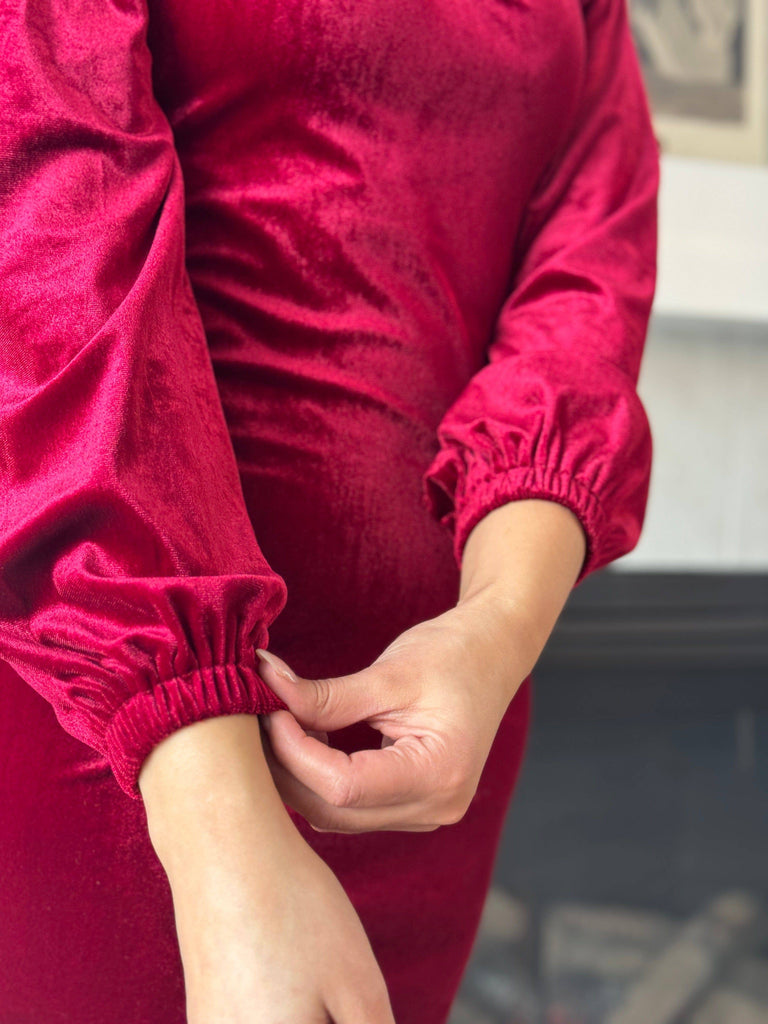 Nonet Dress in Red Wine | Bishop Sleeves Dress - Poet Dresses