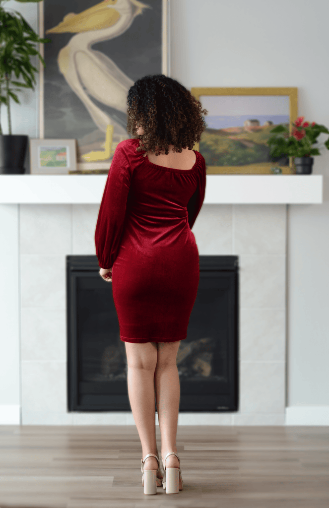 Nonet Dress in Red Wine | Bishop Sleeves Dress - Poet Dresses