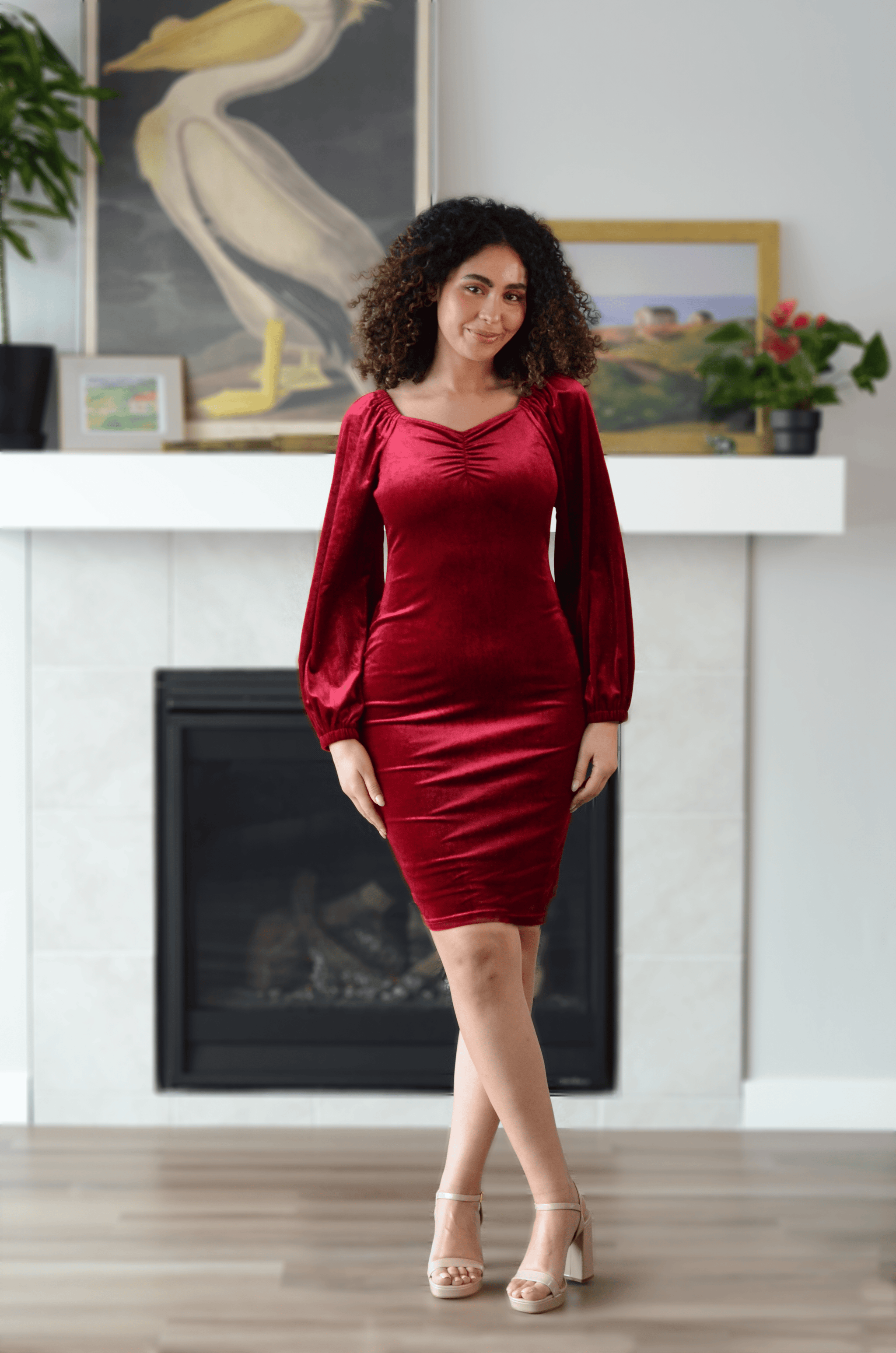 fitted lace wedding dress Love Letters Red Puff-Sleeve Maxi Dress – Club L London main image 1