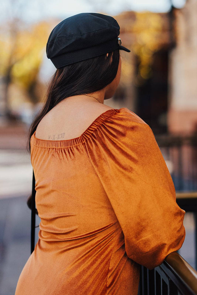 Nonet Dress in Caramel | Bishop Sleeves Dress - Poet Dresses