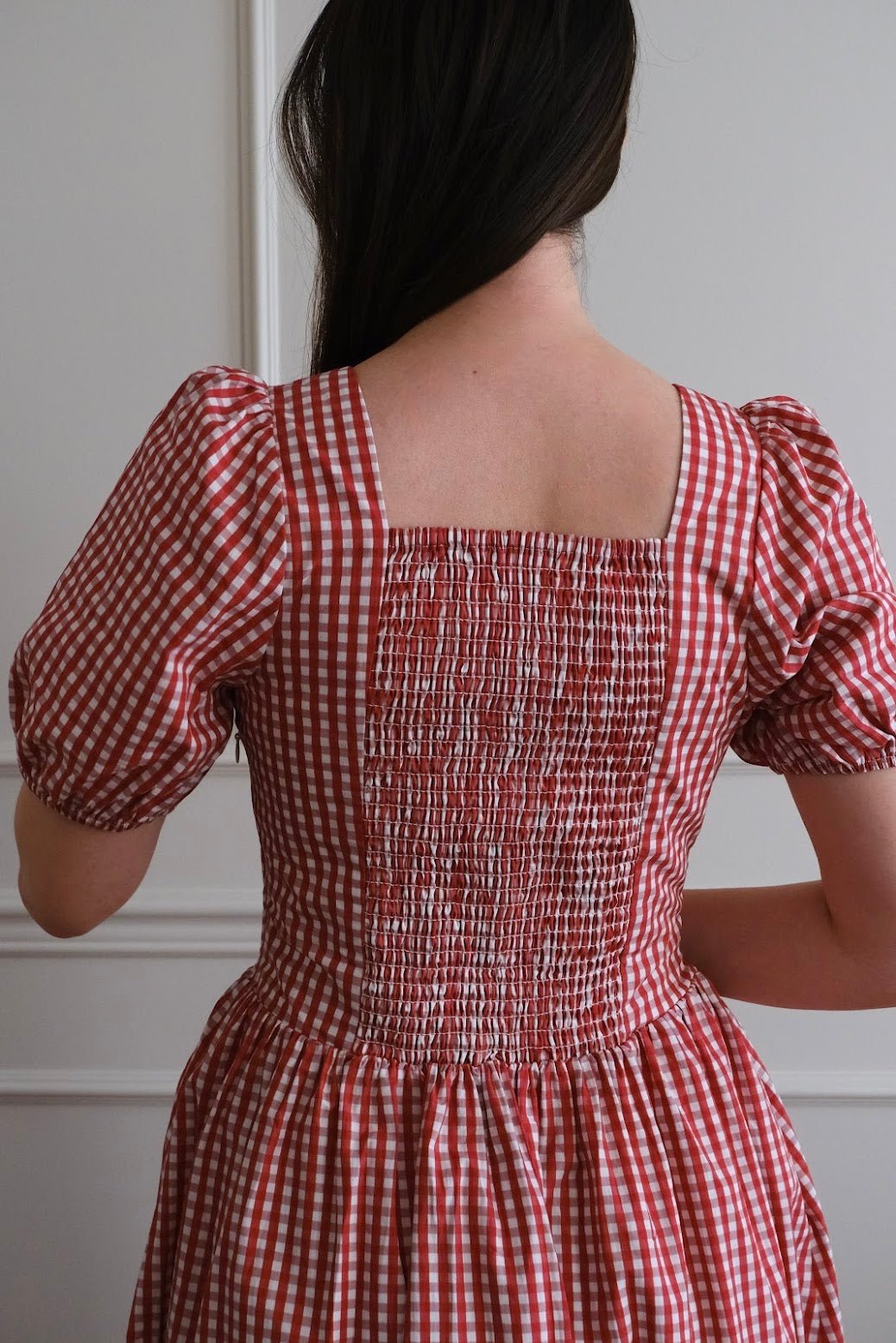 red gingham drop waist dress EMMALINE MINI DRESS main image 1