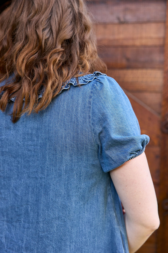 PREORDER Prose Dress in Denim | Knee Length Babydoll Dress - Poet Dresses