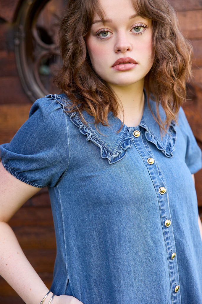 PREORDER Prose Dress in Denim | Knee Length Babydoll Dress - Poet Dresses