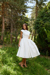 Rhythm Dress in Cloud | White Vintage Tea-Length Dress