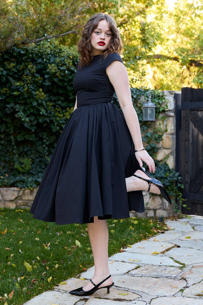 PREORDER Rhythm Dress in Noir | Black Vintage Tea - Length Dress - Poet Dresses