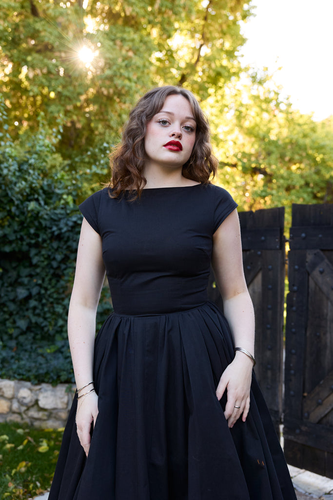 PREORDER Rhythm Dress in Noir | Black Vintage Tea - Length Dress - Poet Dresses